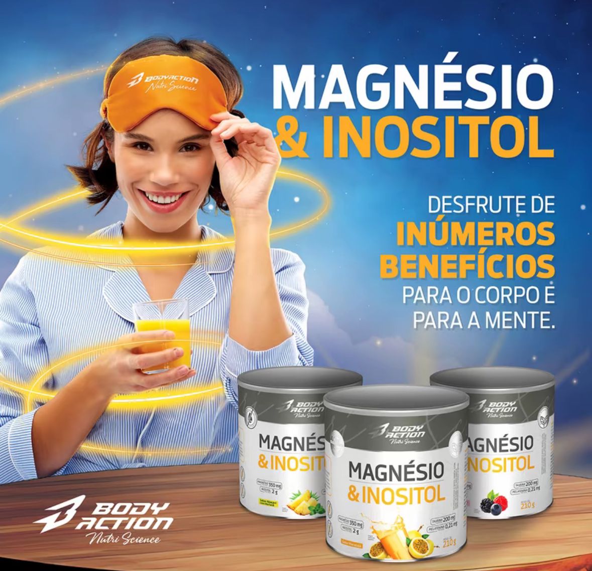 Suplemento de Magnésio e Inositol 210g Bodyaction